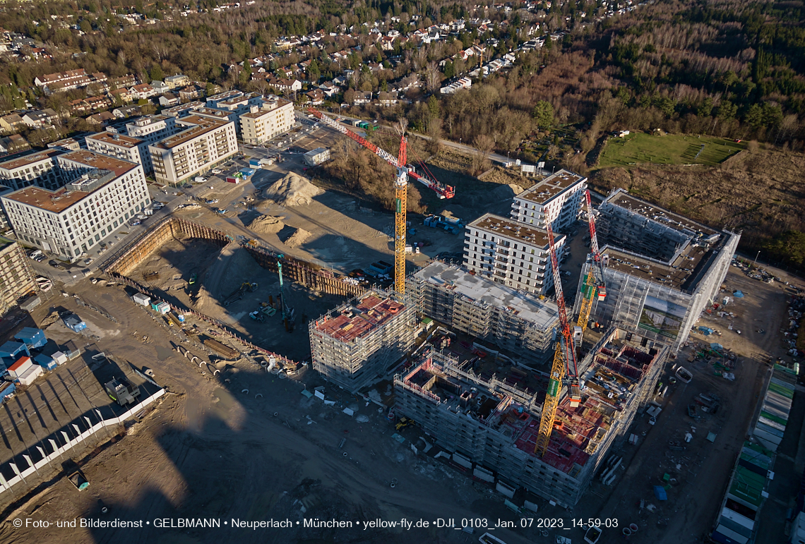 07.01.2023 - Baustelle zum Alexisquartier und Pandion Verde in Neuperlach 07.01.2023 - Baustelle zum Alexisquartier und Pandion Verde in Neuperlach